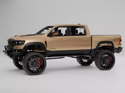 Custom Lifted Ram TRX Pickup Truck 3D Rigged Model Low-poly 3D model purchase