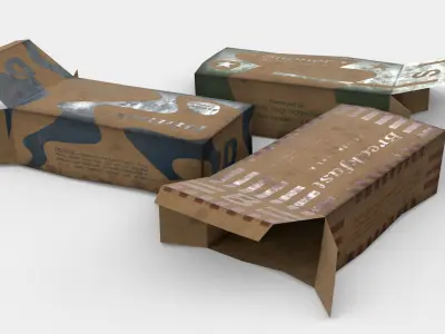 US K-Ration boxes End War WWII - Dirty version Low-poly 3D model