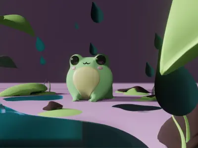 frog in the rain 3D model