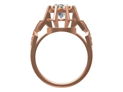 Single Round Stone Cocktail Ring 3D print model