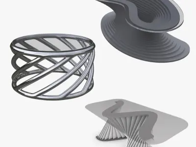 Parametric Modern Design Glass Tables 02 3D model