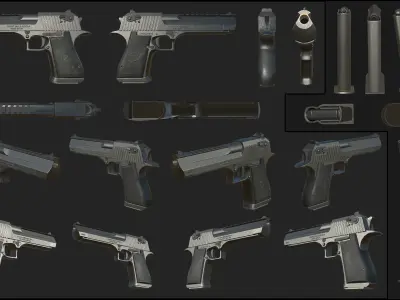 Gun Desert Eagle  Low-poly 3D model