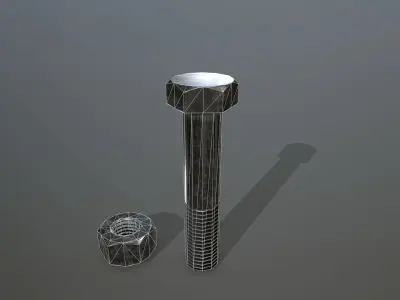 Bolts bolt and nut Low-poly 3D model 21