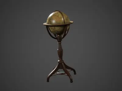 Antique Old Globe Low Poly Game Ready Low-poly 3D model