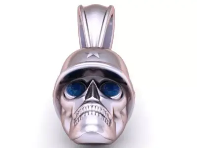 Military Skull Pendant 3D Printable Model 3D print model