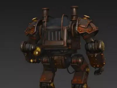 Steam Sentinel Coal-Powered Mech 3D Model Low-poly 3D model