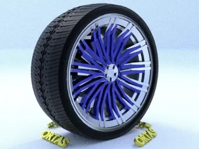 ORTAS CAR RIM 65 GAME READY RIM TIRE AND DISC 3D model