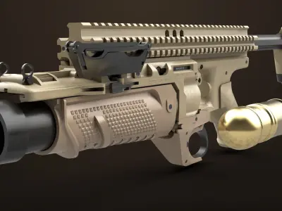 4 Grenade Launcher Brown All PBR Unity UE Textures Included 3D Model Pack