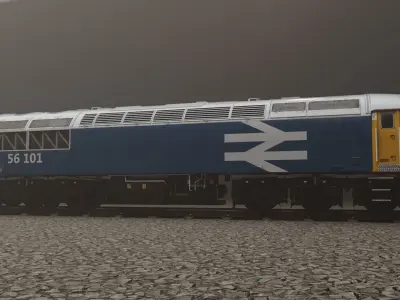 Class 56 Locomotive  Blue Yellow Livery with Large Logo 3D model