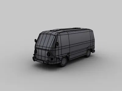 Lowpoly Van 4 retro bus Low-poly 3D model