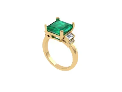 Emerald Art Deco Ring 3D print model 21