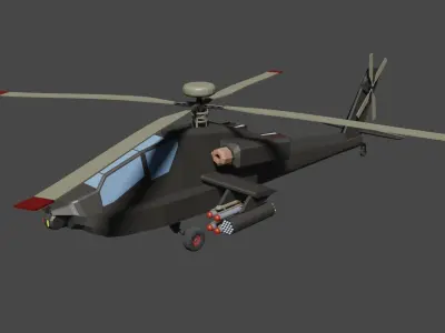 AH 64-D Apache Helicopter Low-poly 3D model