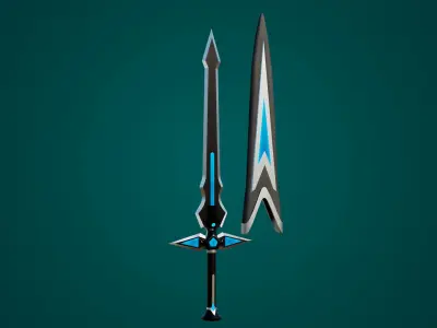 Fantasy Sword 04 PBR Unity UE Arnold V-Ray Textures Low-poly 3D model