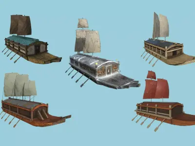 05 Korean Turtle Ships - Medieval Warship Pack Asset