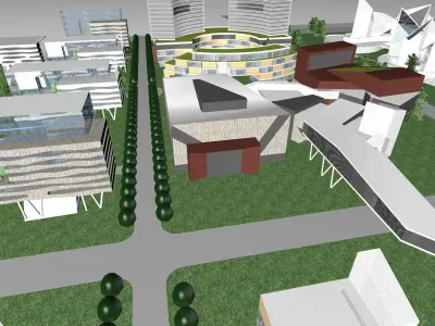 highrise building ancillary building commercial building 3D model
