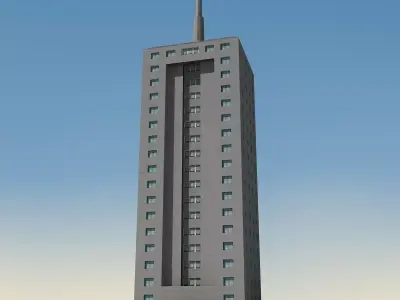 Building Lowpoly tall in sky Low-poly 3D model