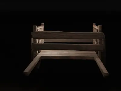 3D Carriage wooden cart Free 3D model