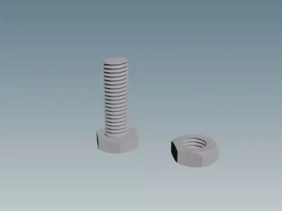 Screw with Nut M8X1-25 Free 3D model