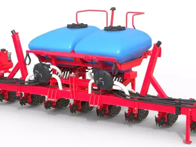 Trailed Seed Drill Low-poly 3D model