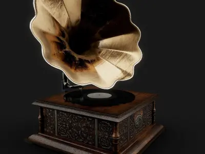 Antique Gramophone 3D model