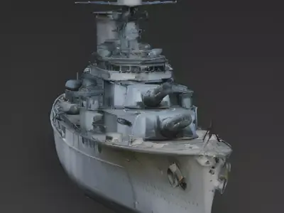 WWII Battleship 3D Model 3D Model Low-poly 3D model