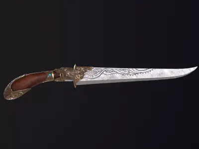 Knife Low-poly 3D model 2