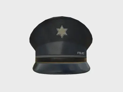 Police Cap 04 Black - Military Character Design Fashion Low-poly 3D model