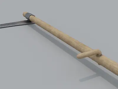 Scythe PBR wooden Low-poly 3D model