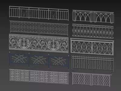 Wrought iron railing 3D model shop