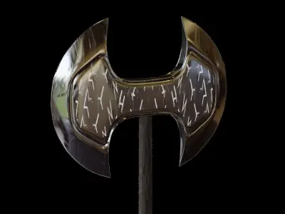 Low Poly Axe War Warrior Axe Medieval Viking Axe  3D Model Low-poly 3D model