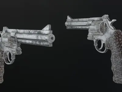 Revolver Low-poly 3D model 4