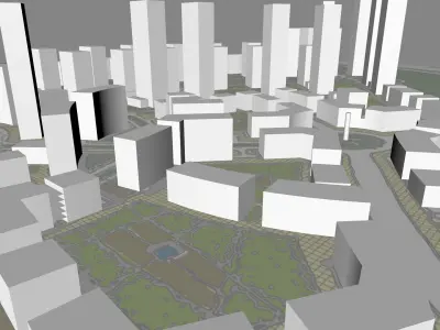 Urban highrise building ancillary building commercial 3D model