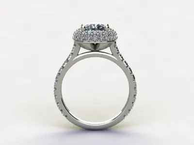 10004 diamond engagement ring with halo setting 3D print model