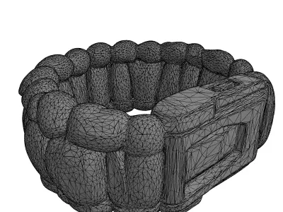 Tactical Survival Bracelet with Firestarter Low-poly 3D model