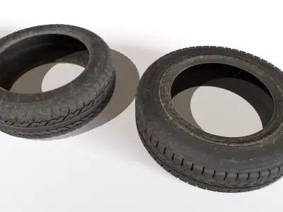 Old Wheel Tires Low-poly 3D model