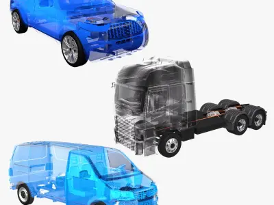Electric Automobiles X-Ray Colletion 3D model