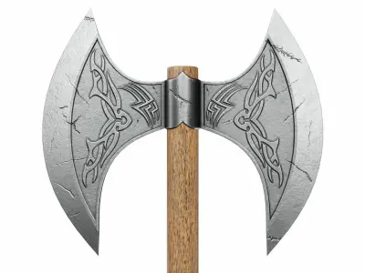 Double edged battleaxe Low-poly 3D model