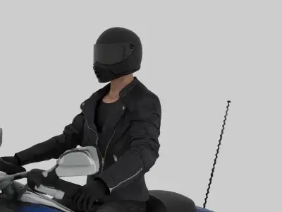 Harley Davidson Roadglide2021 And Biker Ride Pose Free 3D model