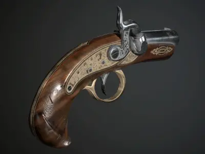 Capsular Pistol Deringer - model and textures Low-poly 3D model