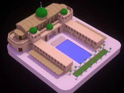 Arabic Masjid Palace M3 Low-poly 3D model