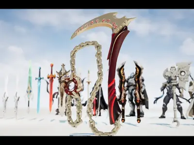 26 Stylized melee weapon assets 3D model