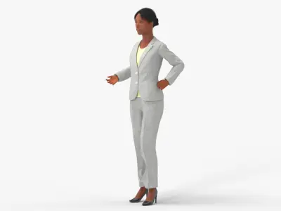 Black Business Woman Rigged 3D model