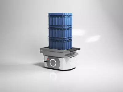 Omron Autonomous Mobile Robots LD-250 AMRs with plastic crate Low-poly 3D model