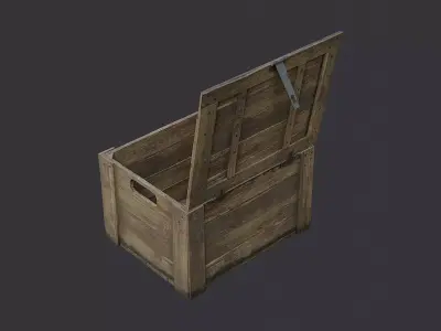 Military Wood Open Crate Low-poly 3D model