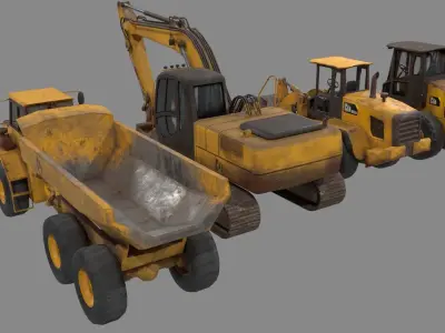 Construction Vehicle pack Low-poly 3D model