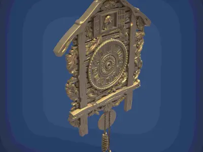 Carved clock for 3D printing and CNC 3D print model 15