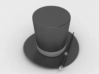 Magic Hat and Wand 3D model