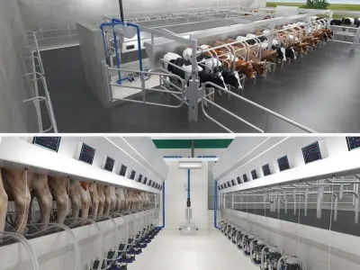  Realistic Parallel Milking Parlor 
