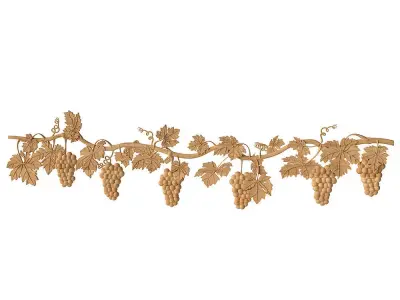 Grape vine with grapes and birds 3D model