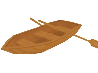 Wooden Boat - Hand Painted 3D model